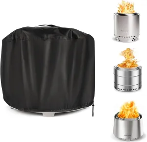 Fire Pit Cover Round 27 inch, Portable Outdoor Fire Pits Cover, Wood Burning Fireplace Cover, Low Smoke Stove Cover 600D- 27"Dia x 20"H