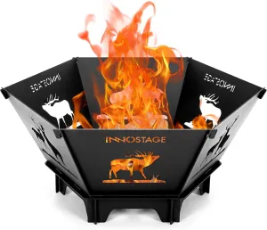 Fire Pit for Camping- 27.5 Inch Collapsible Firepit for Patio Outside Wood Burning Outdoor Indoor BBQ Picnic Foldable Fire Pits Bonfire of Backyard Patio with Portable Tote Bag