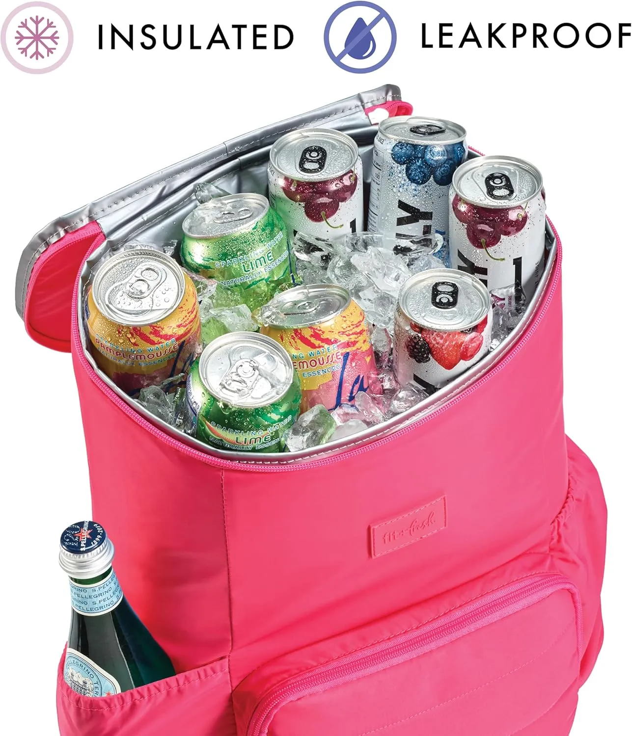 Fit & Fresh Insulated Backpack Soft Cooler – Leak-Resistant Beach & Travel Bag for Women, 24 Can Capacity Picnic & Cooler Bag