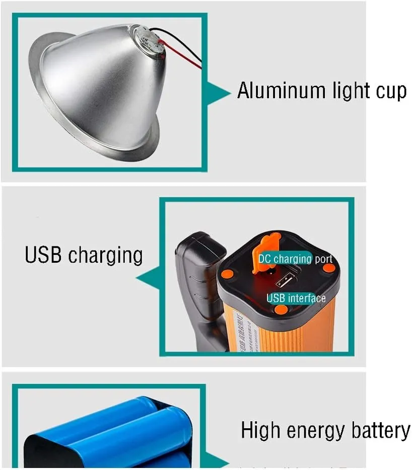 Flashlight Portable Rechargeable Light Dimmable Camping Light for Tent Lantern/Patio/Garden/Power Failure/BBQ/On Foot (Size : 9000W)