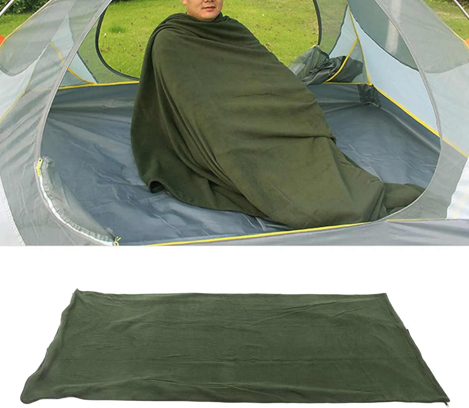 Fleece Camping Sleeping Bag Warm Skin Friendly Portable for Outdoor Hiking Climbing