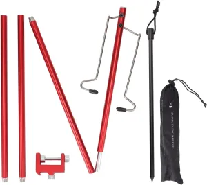 flexman 46.5in Folding Lantern Stand Pole, Portable Lamp Stand Hook Collapsible Camping Outdoor Flashlight Holder for Camping Fishing Picnic BBQ Outdoor Activities