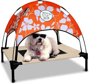 Floppy Dawg Just Chillin’ Elevated Dog Bed. LuxLife Edition - Premium Cot Includes Two Designer Canopies. Lightweight and Portable, Indoor or Outdoor. Chill in Style.