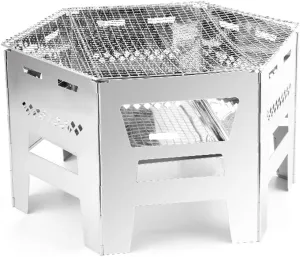 Foldable BBQ Grill Portable Choal Stainless Steel Wood Burning Stove for Camping