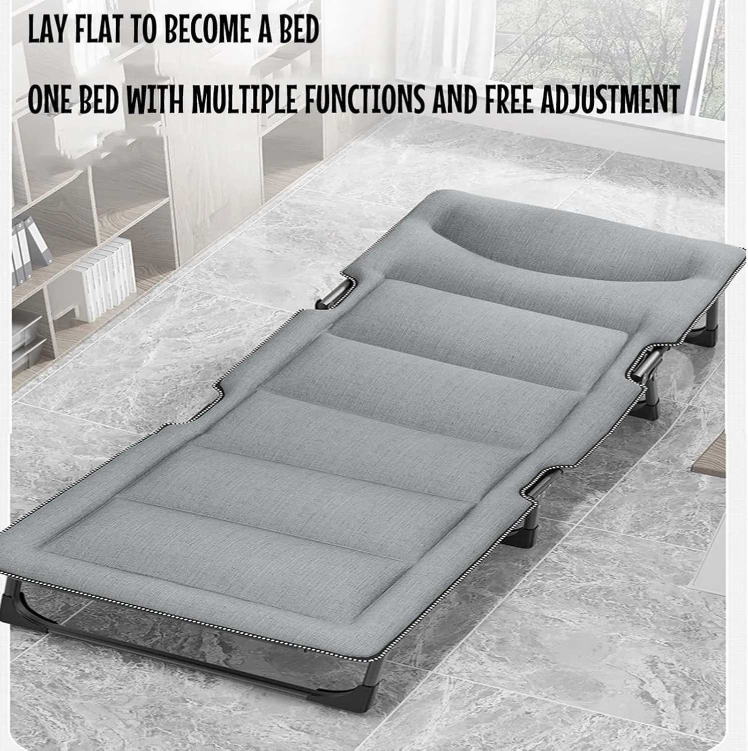 Foldable Bed Adjustable 4-Position Backrest Cots Folding Camping Cot for Camping,Pool,Beach,Patio Camping Bed Lounge Chair