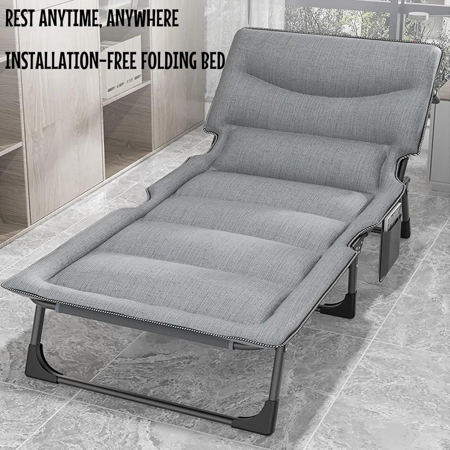 Foldable Bed Adjustable 4-Position Backrest Cots Folding Camping Cot for Camping,Pool,Beach,Patio Camping Bed Lounge Chair