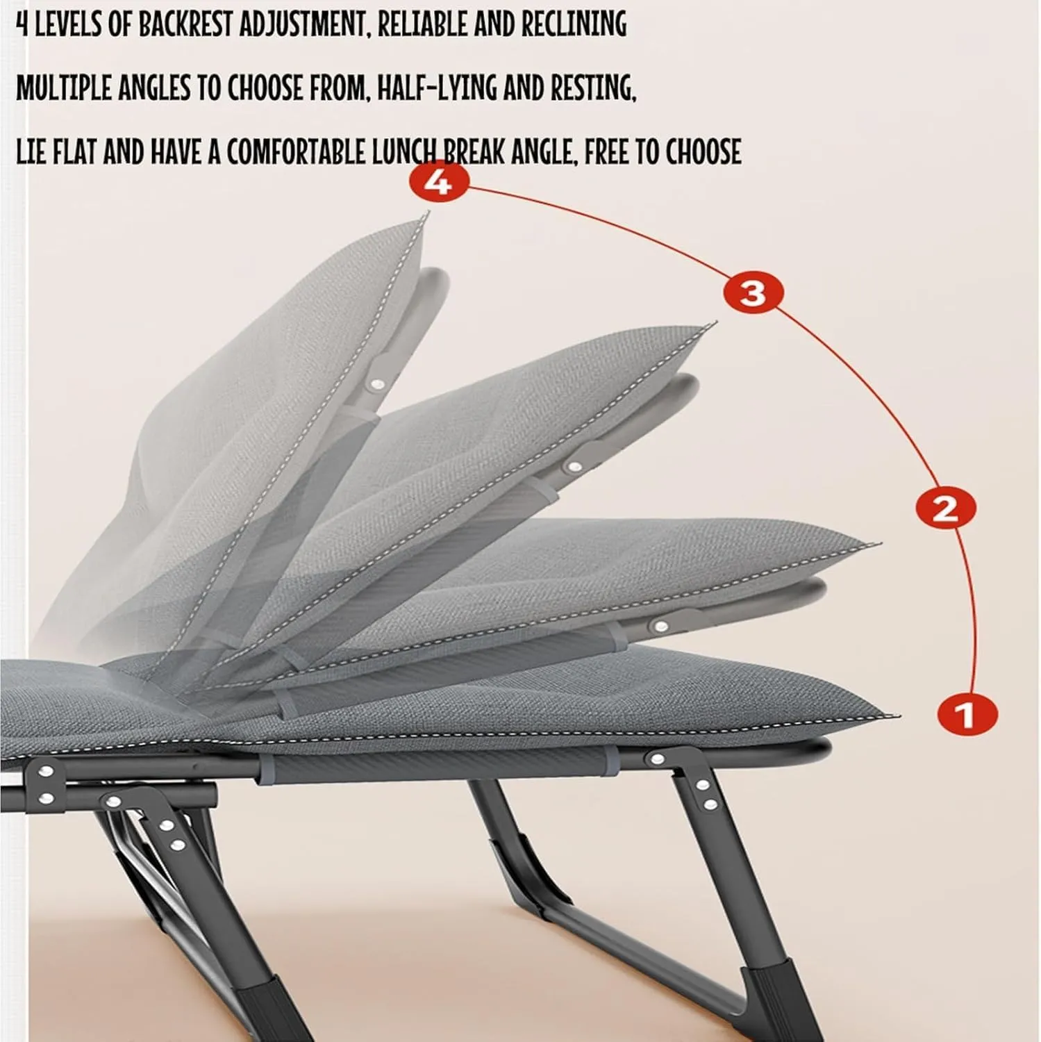 Foldable Bed Adjustable 4-Position Backrest Cots Folding Camping Cot for Camping,Pool,Beach,Patio Camping Bed Lounge Chair