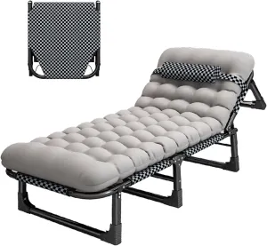 Foldable Bed with a Removable Mattress Backrest with 4 Adjustment Levels, Folding Camping Cots for Adults with Extra Wide max Loading 551lbs