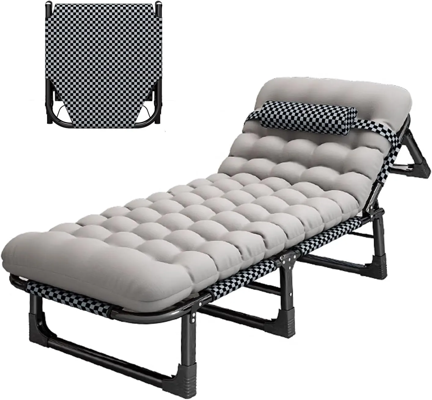 Foldable Bed with a Removable Mattress Backrest with 4 Adjustment Levels, Folding Camping Cots for Adults with Extra Wide max Loading 551lbs