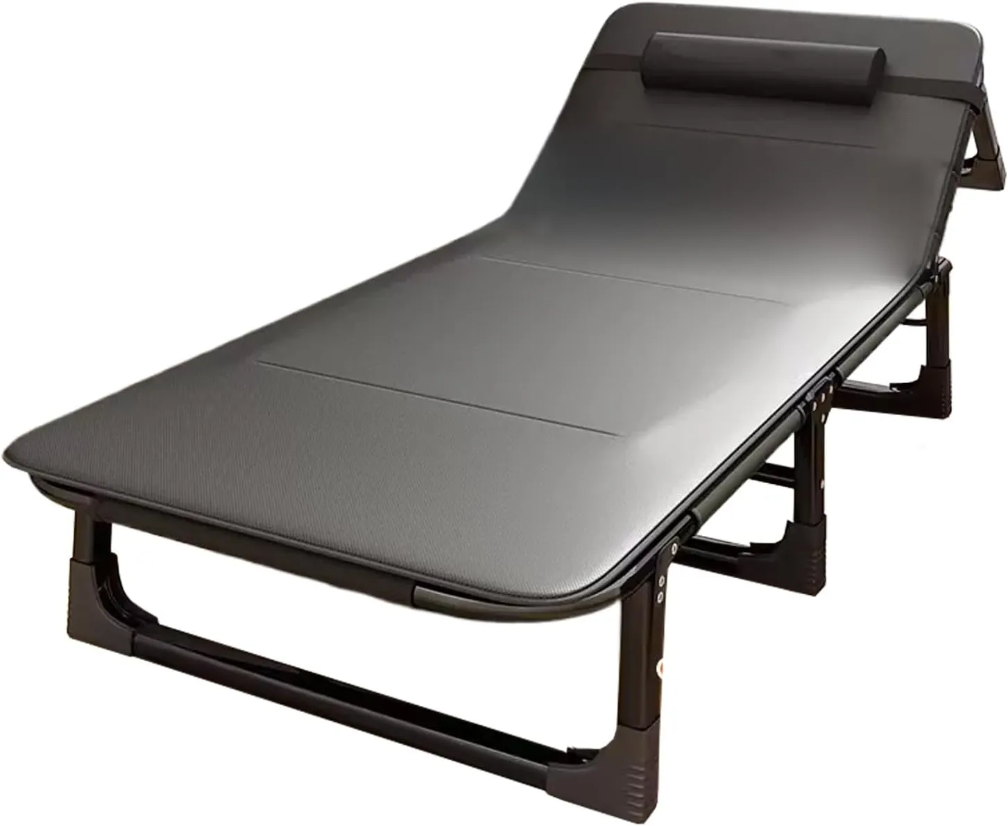 Foldable Bed with Mattress 4 Positions Adjustable Reclining Folding Camping Cot Sleeping Bed Outdoor Portable Chaise Lounge Chair with Antis Slip Mat(Black,190 * 75 * 28cm)