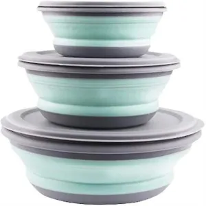Foldable Bowl With Lid,3pcs Camping Collapsible Bowl Portable Salad Bowl Food St