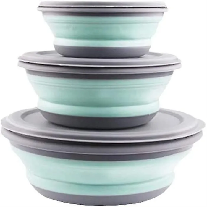 Foldable Bowl With Lid,3pcs Camping Collapsible Bowl Portable Salad Bowl Food St