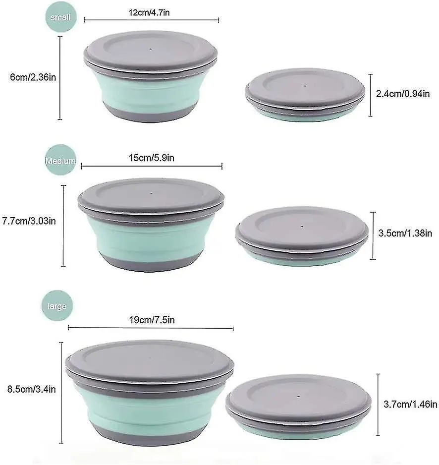 Foldable Bowl With Lid,3pcs Camping Collapsible Bowl Portable Salad Bowl Food St