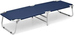 Foldable Camping Cot Portable Hiking Reclinable Oxford Military Bed w/Dust Cover (Navy Blue)