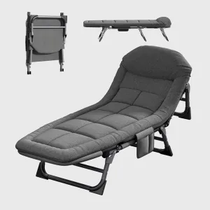 Foldable Camping Cots for Adults with Headrest 6-Position Adjustable Backrest Camping Beds for Camping Outdoor & Home Guest
