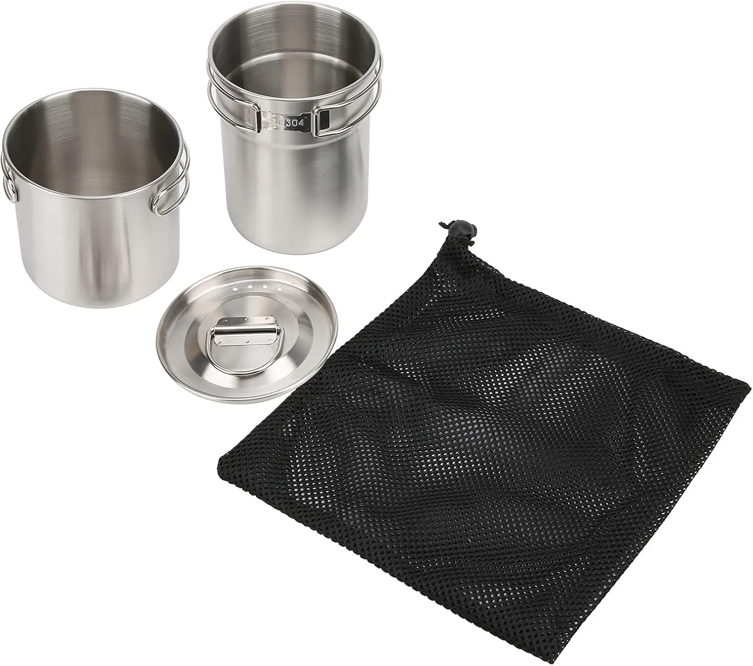 Foldable Camping Cups, Stainless Steel Foldable Camp Cook Pot Camping Cookware for Outdoor Use