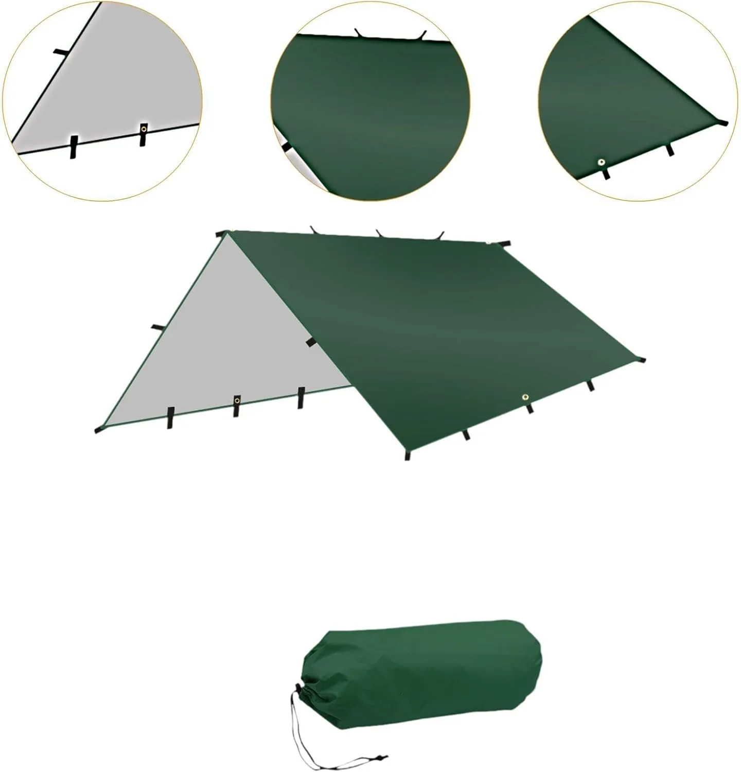 Foldable Camping Tent Tarp Awning Canopy 300x300cm for Hammock Polyester Fabric Accessories with Carrying Bag Waterproof
