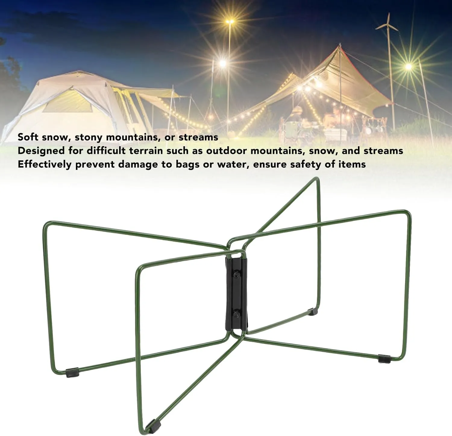 Foldable Cooler Stand with Non - Slip Pads, Stainless Steel Luggage Rack Support Frame Compact Watertight Outdoor Fridge Ice Box Holder for Camping Hiking