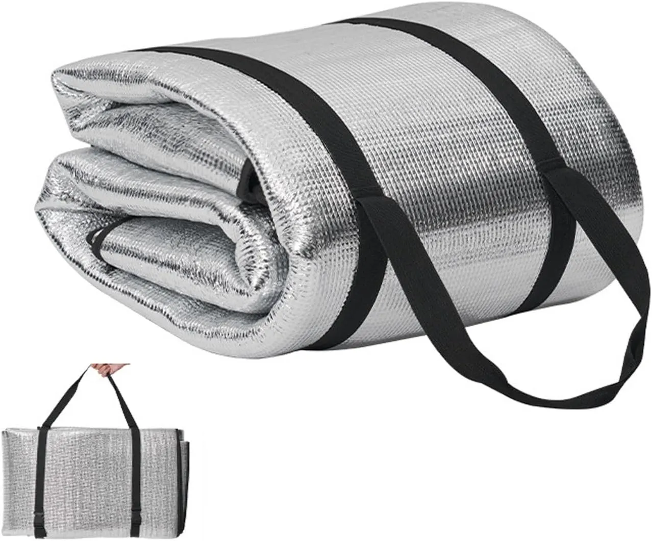Foldable Insulated Camping Mat Camping Reflective Mat Silver Aluminum Foil Outdoor Foldable Camping Sleeping Mat Moistureproof Aluminum Foil Camping Supplies Picnic Blanket