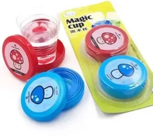 Foldable Plastic Glass Travel Cups for Water & Juice - multi color(80ml, 2 pcs)