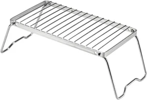 Foldable Stove Stand Grill Racks Outdoor Pot Rack Stable Stainless Steel Portable for Camping Hiking BBQ Travel Frying Pans, Type C Medium