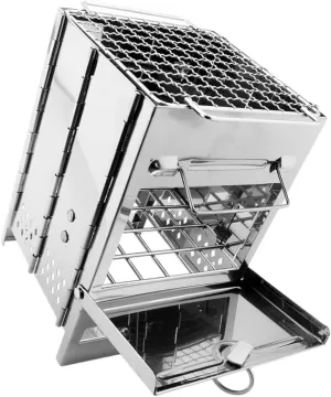 Folding Backpacking Stove Wood Portable Grill Foldable BBQ Outdoor Camping Rack