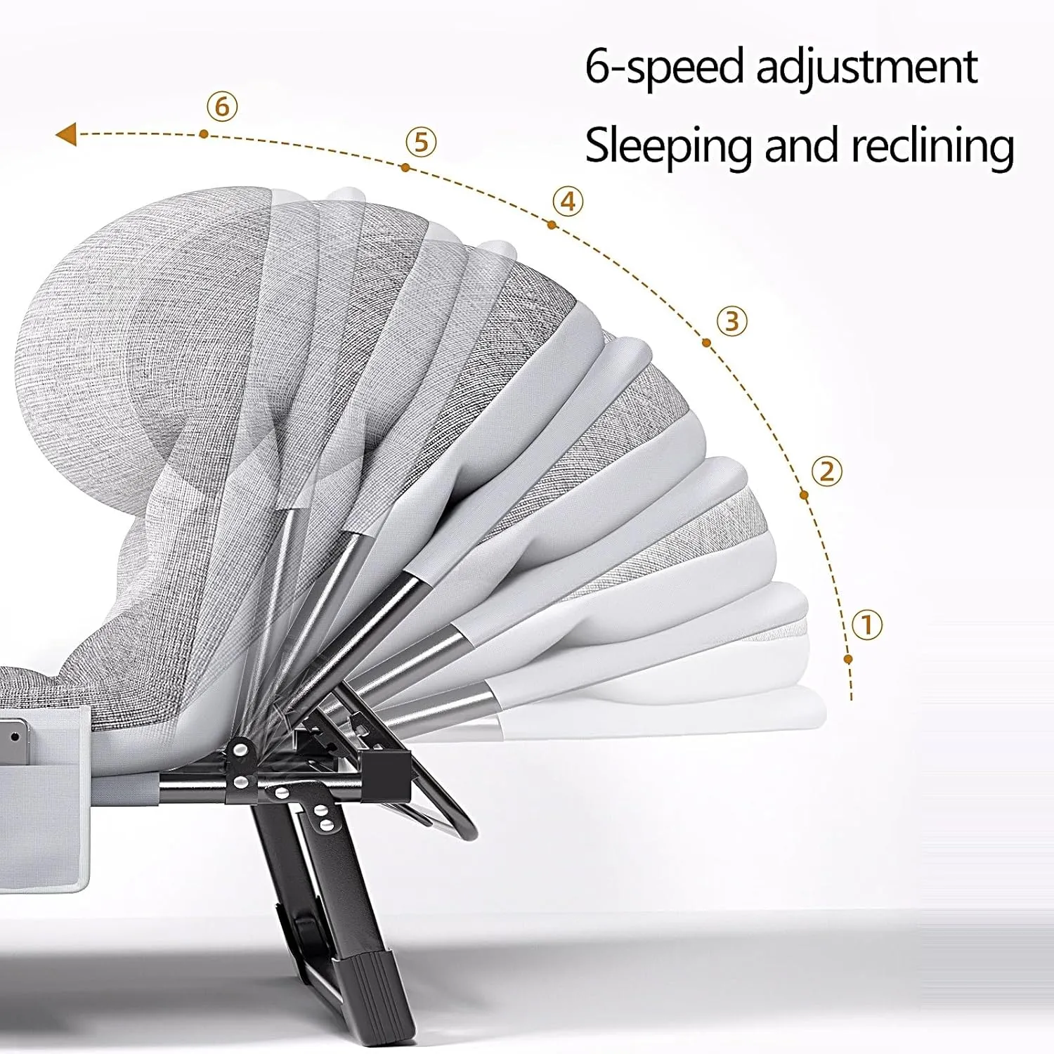Folding Bed with Mattress 6 Position Adjustable Backrest Camping Cots for Adults with 300kg Load Capacity Folding Camping Cot Sleeping Cot for Adult(White,200 * 70 * 30cm)