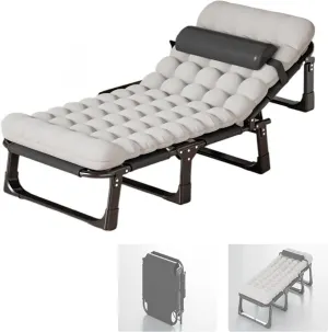 Folding Bed with Mattress, Foldable Camping Cot for Adults Portable Guest Beds with 4 Adjustable Positions for Home Office Indoor Outdoor Camp Beach Vacation(190 * 75 * 28cm)
