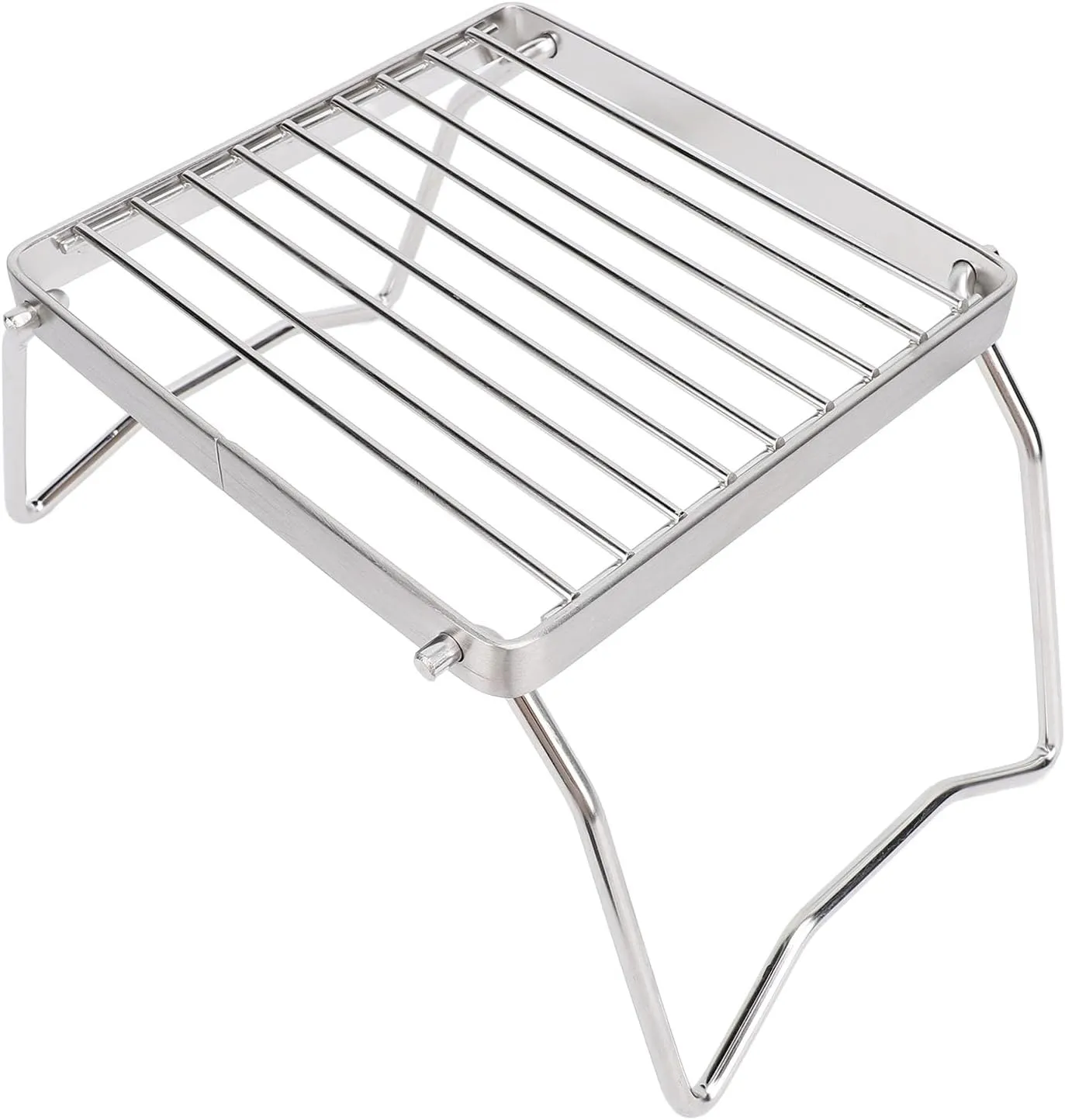 Folding Campfire Grill, Stainless Steel Grate Heavy Duty Portable Camping Grill with Carrying Bag, Fireplace Cooking Grate Fire Grill Grate for Backpacking Hiking Picnics Fishing