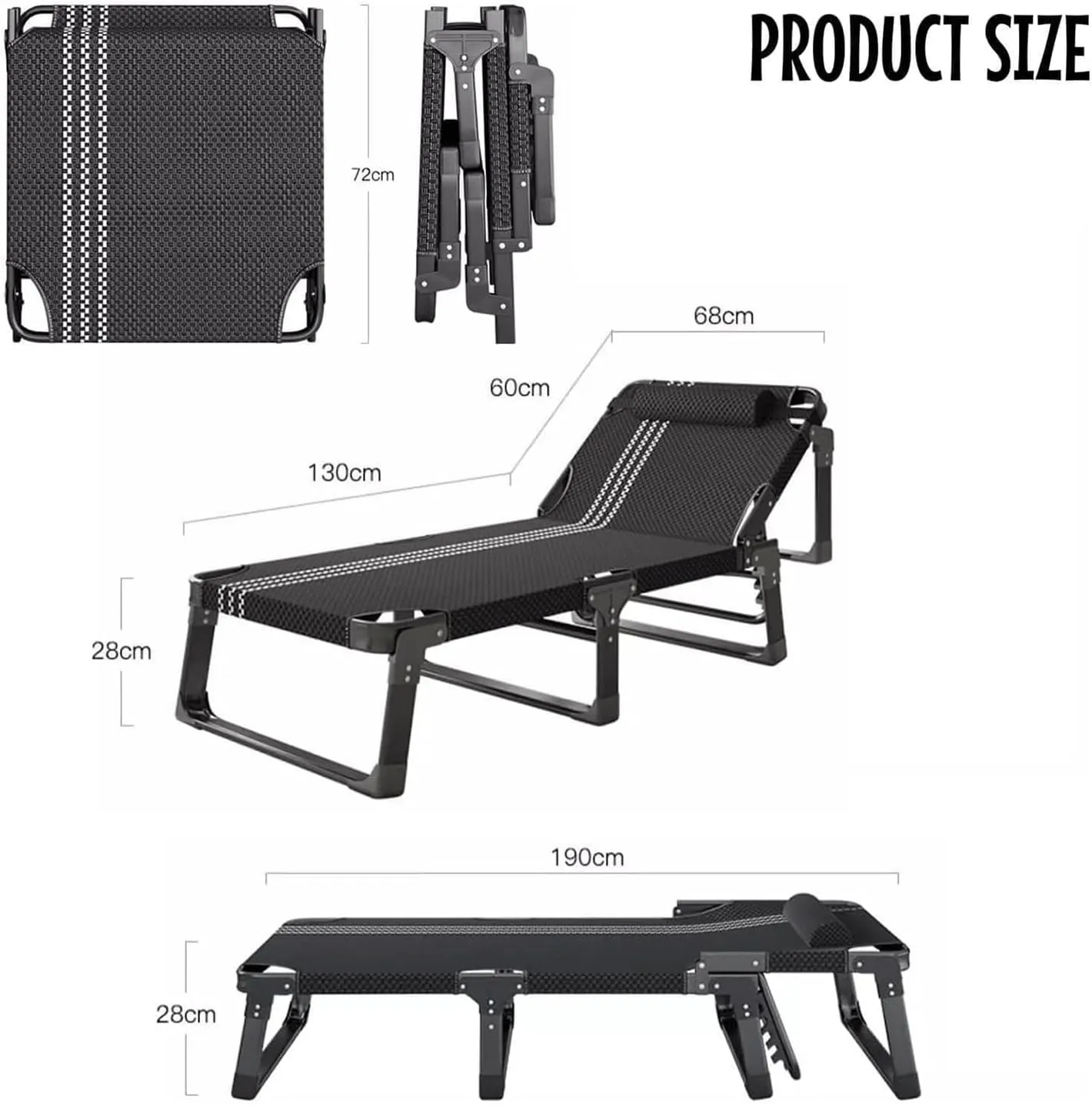 Folding Camping Bed Adjustable 4-Position Sleeping Cots for Adults Lounge Chair W/Mattress Camping Cot Load 330lb Folding Cot