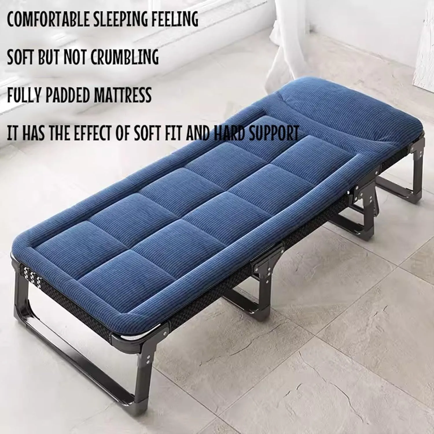 Folding Camping Bed Adjustable 4-Position Sleeping Cots for Adults Lounge Chair W/Mattress Camping Cot Load 330lb Folding Cot