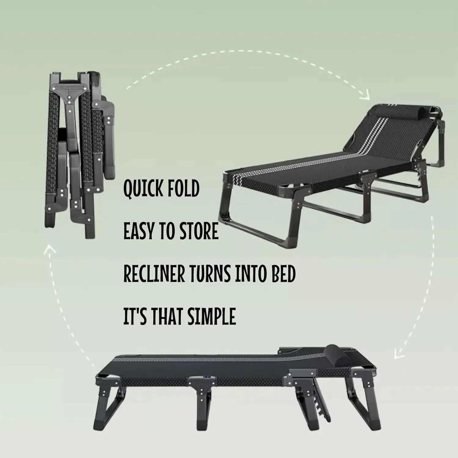 Folding Camping Bed Adjustable 4-Position Sleeping Cots for Adults Lounge Chair W/Mattress Camping Cot Load 330lb Folding Cot