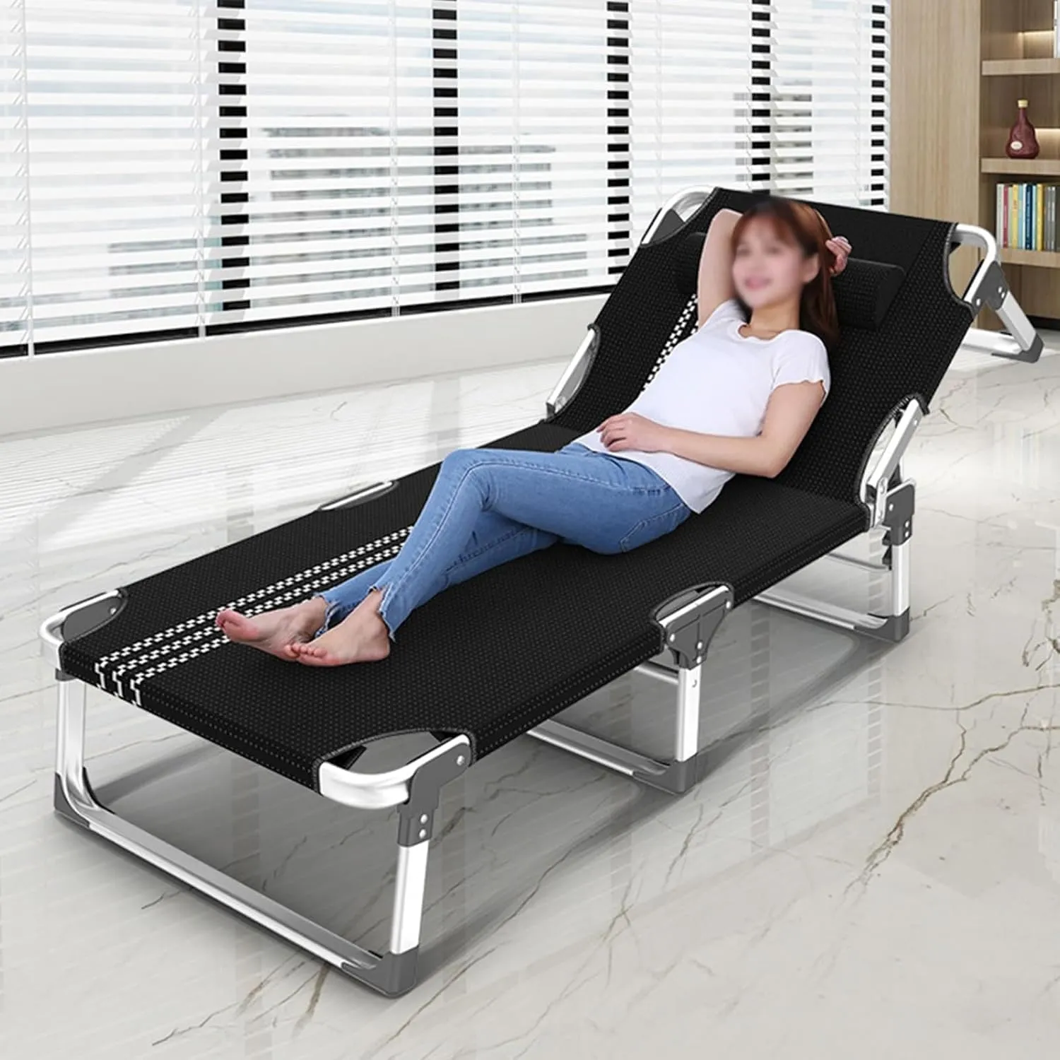 Folding Camping Bed Aluminium Alloy Frame Cots for Camping Adults 5 Adjustable Positions Camping Cot Camping Cots for Adults