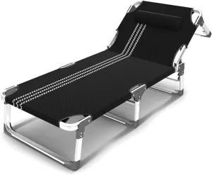 Folding Camping Bed Aluminium Alloy Frame Cots for Camping Adults 5 Adjustable Positions Camping Cot Camping Cots for Adults