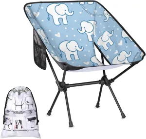 Folding Camping Chair Elephants Love Heart Camping Chairs Lightweight Portable Chair Outdoor Foldable Chairs for Camping Travel Picnic Beach Hiking