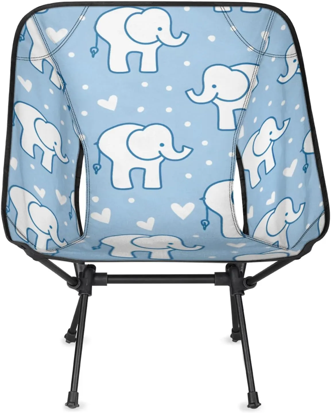 Folding Camping Chair Elephants Love Heart Camping Chairs Lightweight Portable Chair Outdoor Foldable Chairs for Camping Travel Picnic Beach Hiking