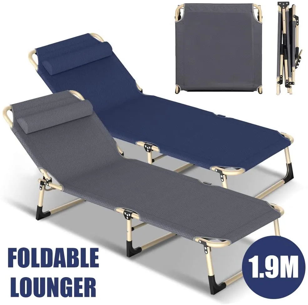 Folding Camping Cot, Convertible Lounge-Recliner, 4 Position Adjustable Camping Bed