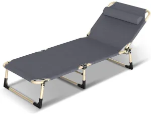 Folding Camping Cot, Convertible Lounge-Recliner, 4 Position Adjustable Camping Bed