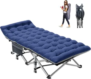 Folding Camping Cot, Folding Cot Camping Cots for Adults, Portable Sleeping Cot with Mattress Foldable Outdoor Bed Camp Cots Guest Bed with Carry Bag for Home, Office & Outdoor Use