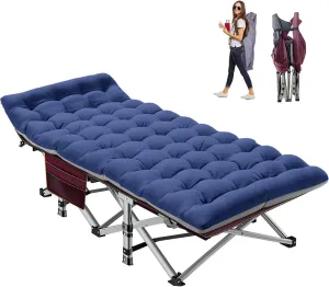 Folding Camping Cot, Folding Cot Camping Cots for Adults, Portable Sleeping Cot with Mattress Foldable Outdoor Bed Camp Cots Guest Bed with Carry Bag for Home, Office & Outdoor Use