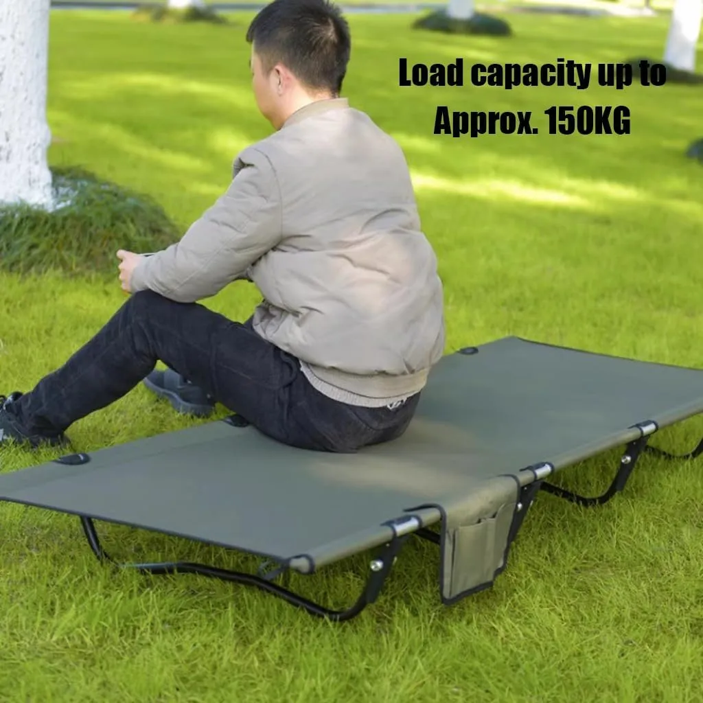 Folding Camping Cot for Adults, Compact Sleeping Cots with Side Pocket, Portable Foldable Camp Bed with Carry Bag for Outdoor, Travel(Green)