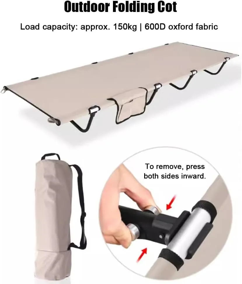 Folding Camping Cot for Adults, Compact Sleeping Cots with Side Pocket, Portable Foldable Camp Bed with Carry Bag for Outdoor, Travel(Green)