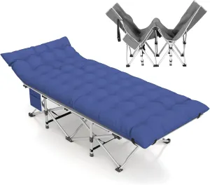 Folding Camping Cot for Adults, Heavy Duty Sleeping Cots with Mattress, Carry Bag, 1200D Double Layer Oxford Portable Camp Cots for Home Office Outdoor
