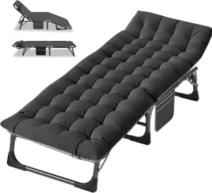 Folding Camping Cot for Adults, Portable Folding Cot Sleeping Bed Outdoor Use, Foldable Bed with Comfortable Mattress, Roll Away Cots for Camp Outdoor Office Travel