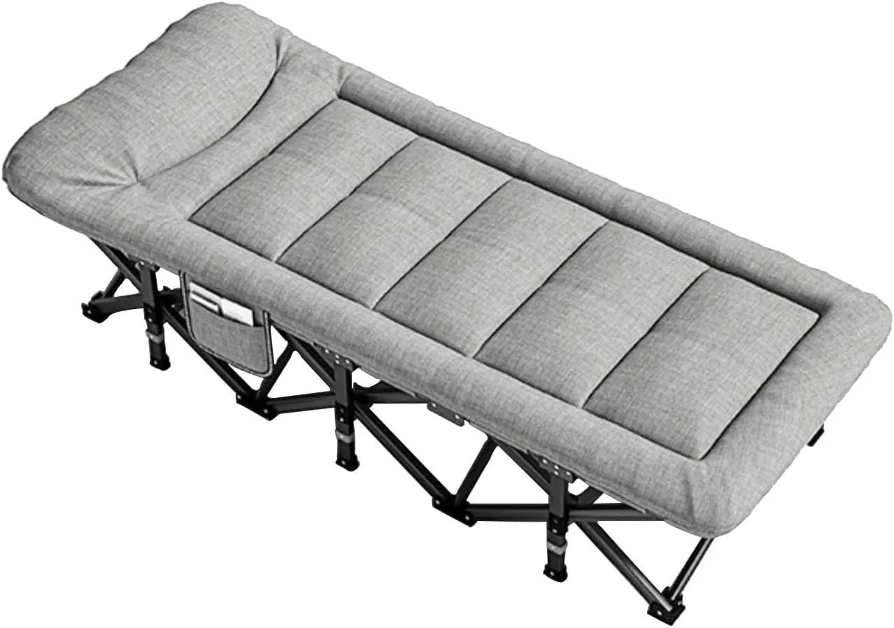 Folding Camping Cot for Adults, Sleeping Cots Bed, Heavy Duty Outdoor Bed with Carry Bag, Travel Camp Cots for Traveling, Office Nap, Beach Vocation and Home Lounging