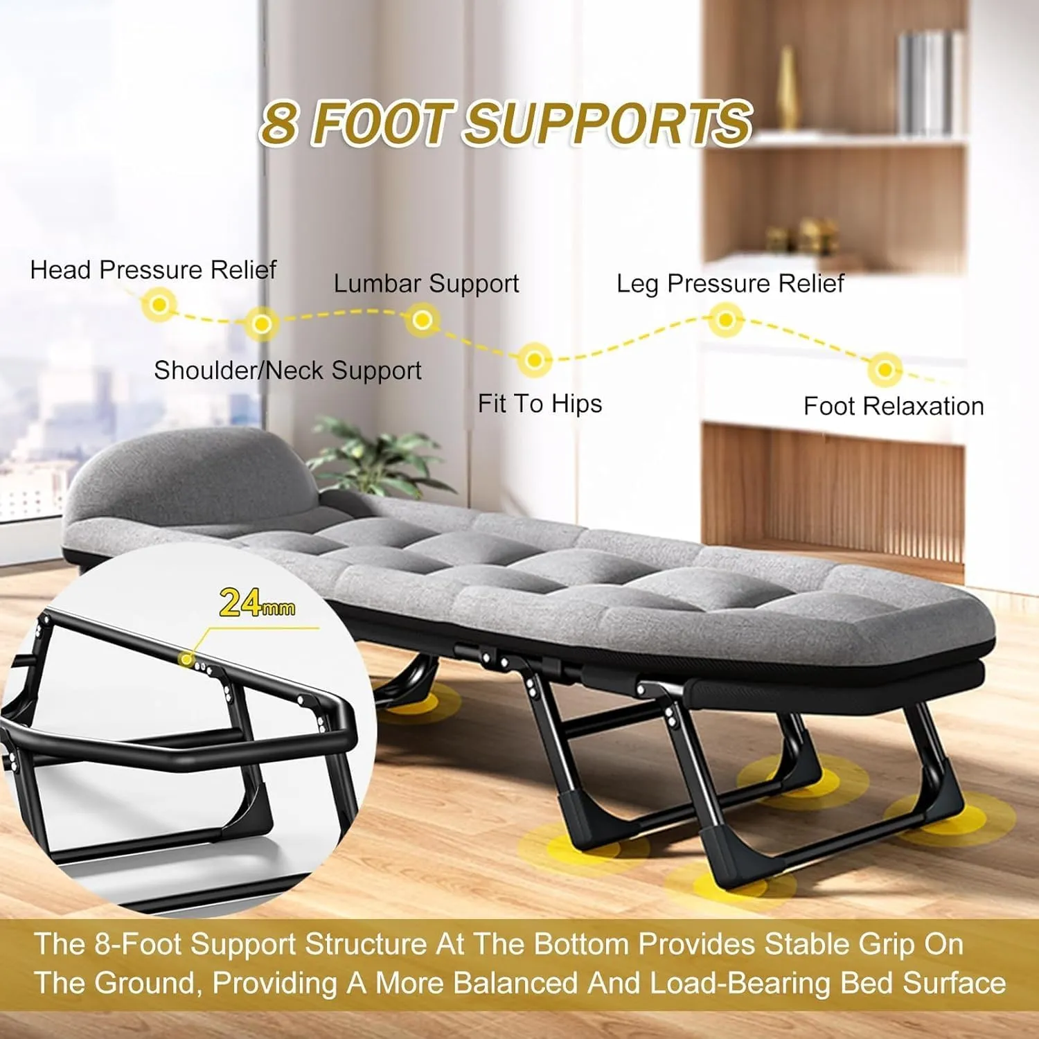 Folding Camping Cot for Adults w/Cushion and Pillow Portable Tent Folding Cot Heavy Duty Folding Bed for Sleeping and Outdoor Recreation