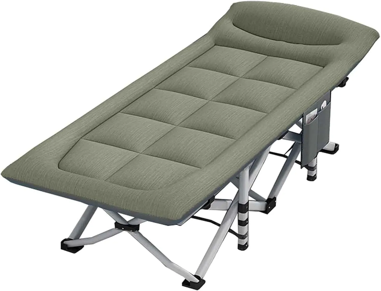 Folding Camping Cot w/Mattress and Pillow for Adults Outdoor Portable Sleeping Bed Wide Sturdy Lounge Chair for Home, Office, Camping and Travelling 260kg Max Load