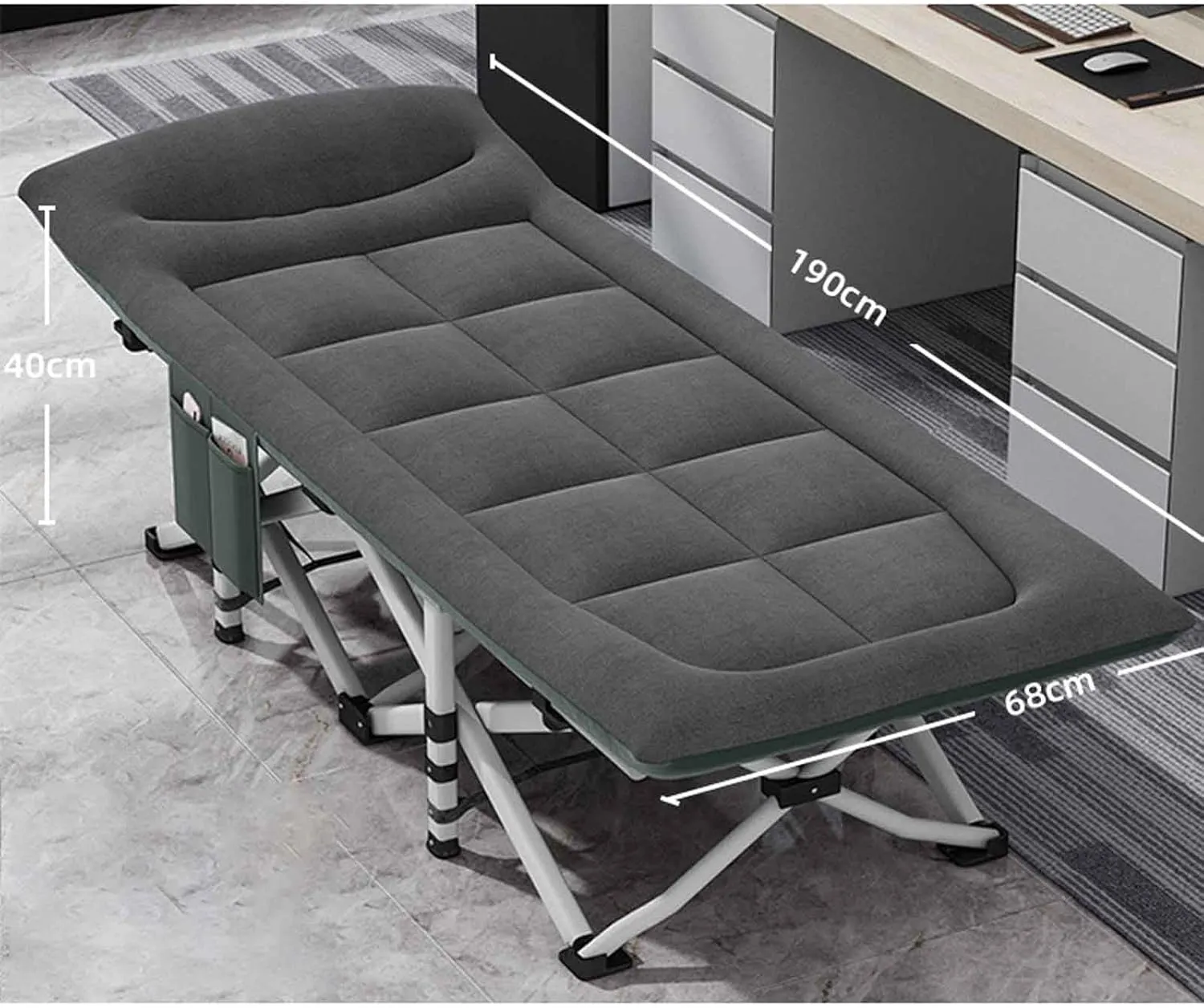 Folding Camping Cot w/Mattress and Pillow for Adults Outdoor Portable Sleeping Bed Wide Sturdy Lounge Chair for Home, Office, Camping and Travelling 260kg Max Load