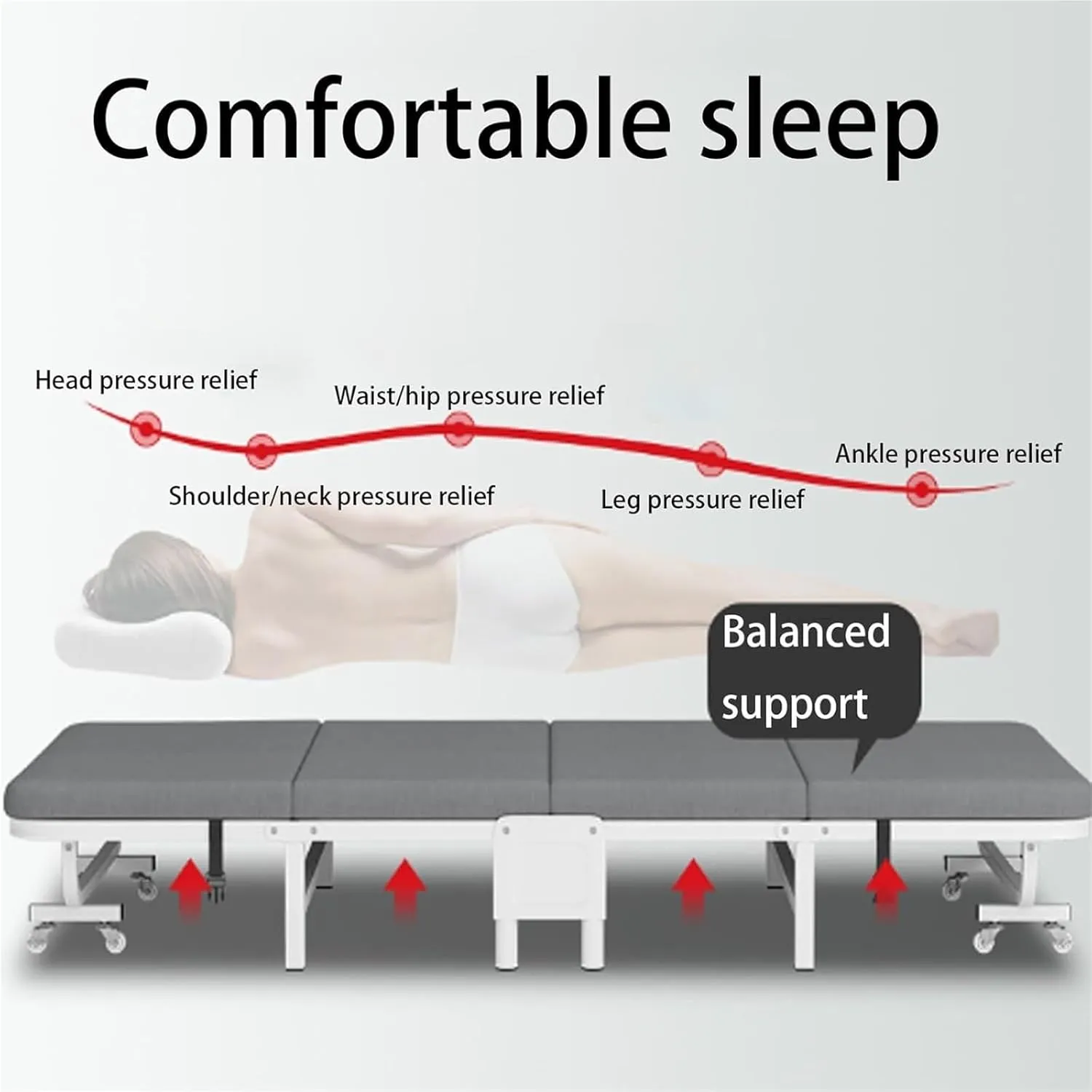 Folding Camping Cot,Camping Cot for Adults, Foldable Bed On Wheels for Office Nap Living Room Portable Fold Up Guest Cot with Sturdy Steel Frame Rollaway Cot Single(190 * 65 * 30cm)
