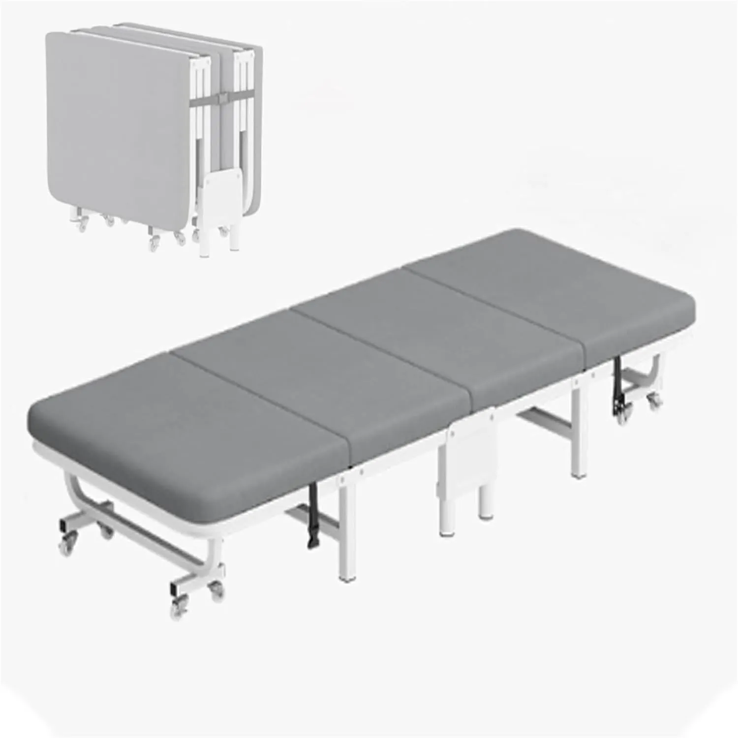 Folding Camping Cot,Camping Cot for Adults, Foldable Bed On Wheels for Office Nap Living Room Portable Fold Up Guest Cot with Sturdy Steel Frame Rollaway Cot Single(190 * 65 * 30cm)